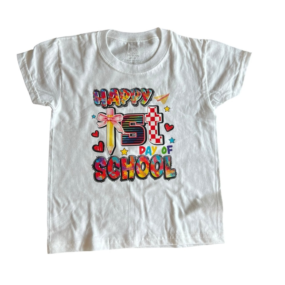 Handmade Kids' First Day of School T-Shirt –Colorful Back to School Shirt - NWOT